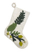 Hand Felted Wool Christmas Stocking - Green Leaves on Cream - ARCADIA HOME